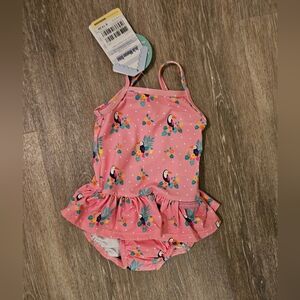 NEW Jojo maman bebe bathing suit ruffle toucan one piece 3 to 6 month size